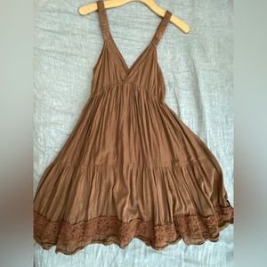 Ella Moss Brown V-Neck Dress Low Back Boho Casual